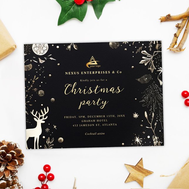 Corporate Christmas Party Elegant Business Holiday Invitation Postcard (Corporate Christmas Party Elegant Business Holiday Invitation Postcard)