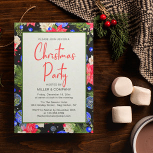 Corporate Christmas Party Festive Floral Invitation