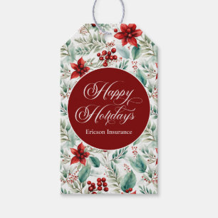 Corporate Christmas Party Greenery Poinsettia Gift Tags