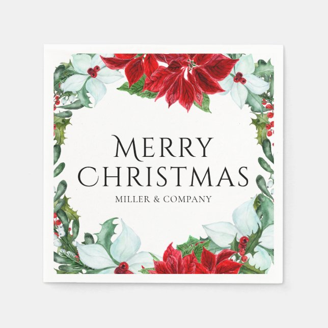 Corporate Christmas Party Modern Holiday Party Napkin (Front)