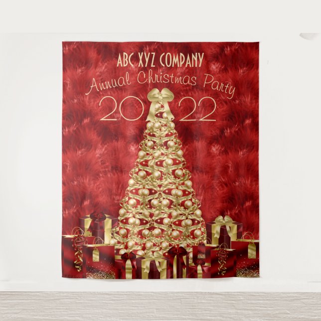 Corporate Christmas Party Photo Booth Backdrop Tapestry (Front)
