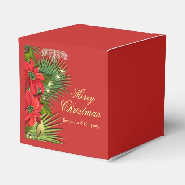 Corporate Christmas Party Red Poinsettia Favour Bo Box (Back Side)