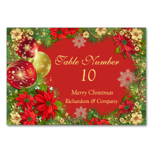 Corporate Christmas Party Table Number Card