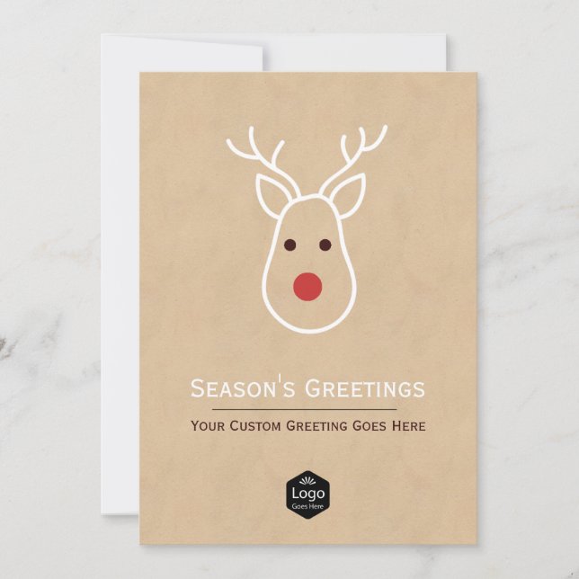 Corporate Christmas Reindeer With Logo Holiday Card (Front)