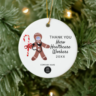 Corporate Christmas Thank You Healthcare Heroes Ceramic Tree Decoration