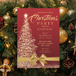 CORPORATE Christmas Tree Ribbon Red Gold Party Invitation<br><div class="desc">Elegant Christmas / Corporate / Dinner Party Invitation template with sparkling gold "Christmas Tree" on red. Impress your colleagues with this sophisticated and elegant invitation design. Fully customisable!</div>