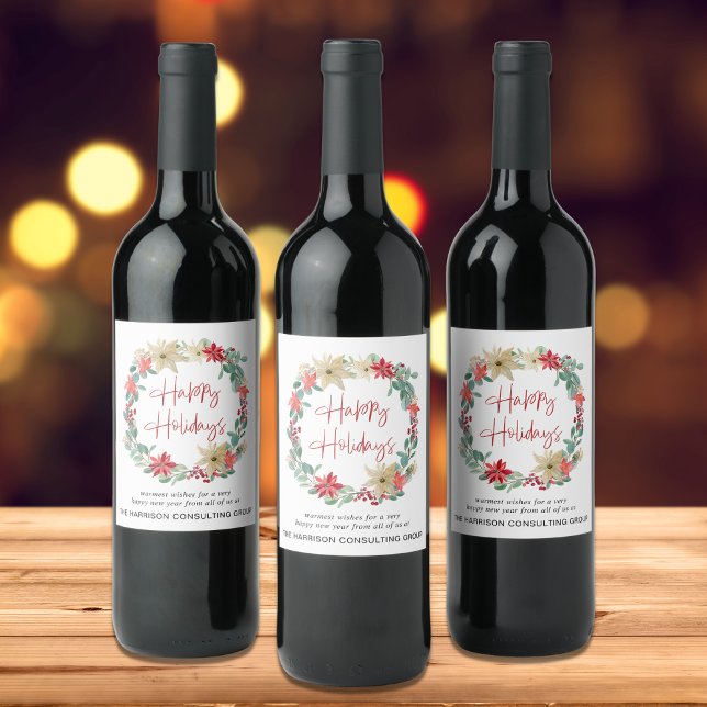 Corporate Christmas Wreath Holiday Wine Label (Creator Uploaded)