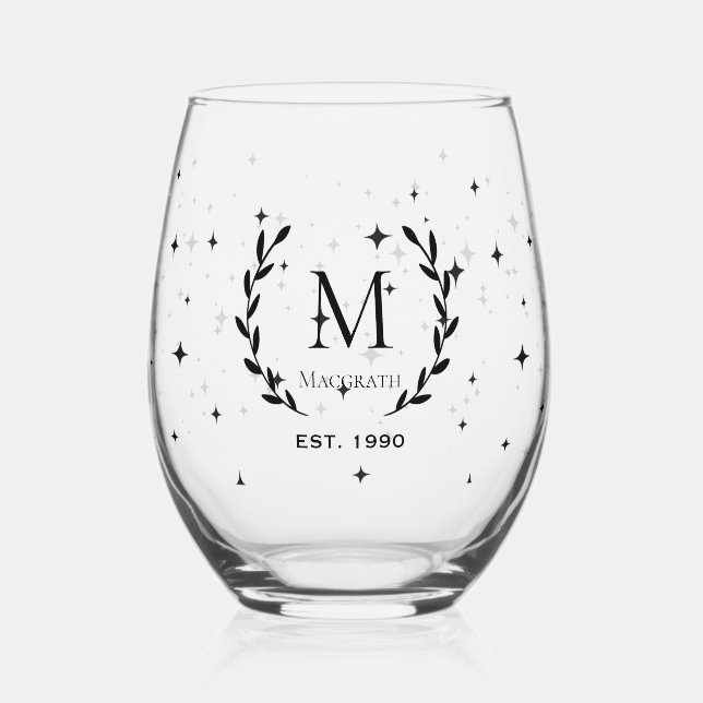 Corporate clients monogram Bulk gifts Stemless Stemless Wine Glass (Front)