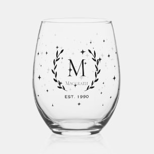 Corporate clients monogram Bulk gifts Stemless Wine Glass