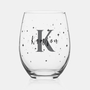 Corporate clients monogram Bulk gifts  Stemless Wine Glass