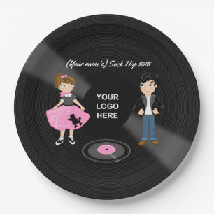 Corporate/Club/College/School Sock Hop Retro Party Paper Plate