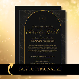 Corporate Company Business Event Marble Black Gold Invitation