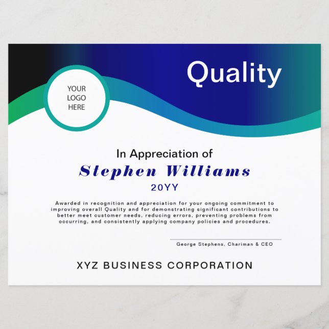 Corporate | Company Business Quality Award (Front)