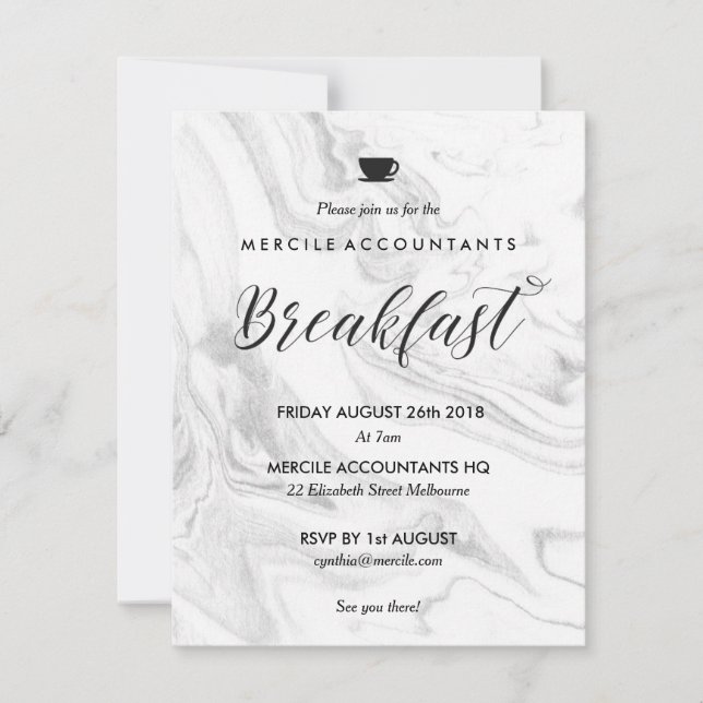 Corporate Company Business Work Breakfast Invitation (Front)