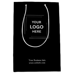 Corporate Company Professional Custom Black  Medium Gift Bag