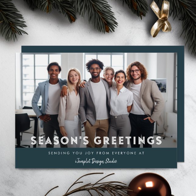 Corporate Company Team Photo Christmas Business Holiday Card (Creator Uploaded)
