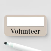 Corporate, Conservative "Volunteer" Name Tag