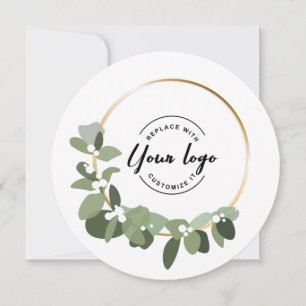 Corporate Custom Logo Green Wreath 2023 Christmas  Holiday Card