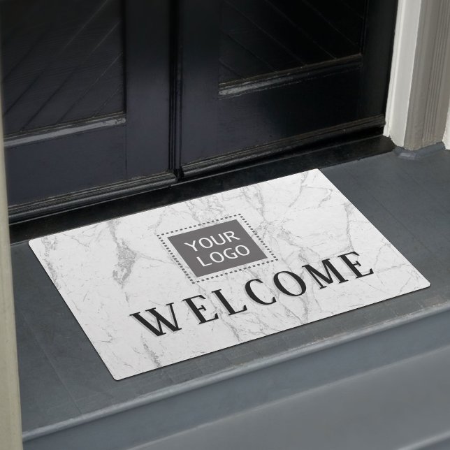 Corporate Custom Logo Modern Marble Welcome Doormat (Creator Uploaded)