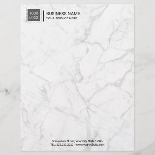 Corporate Custom Logo Modern White Marble Personalized Letterhead