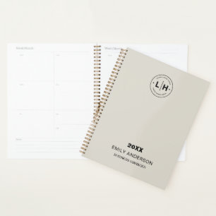 Corporate Custom Logo QR Neutral Beige Business Planner
