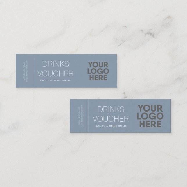 Corporate Drink Voucher Logo Dusty Blue Mini Card (Front/Back)