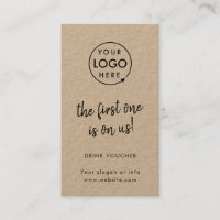 Corporate Drink Voucher | Rustic Kraft Logo Card