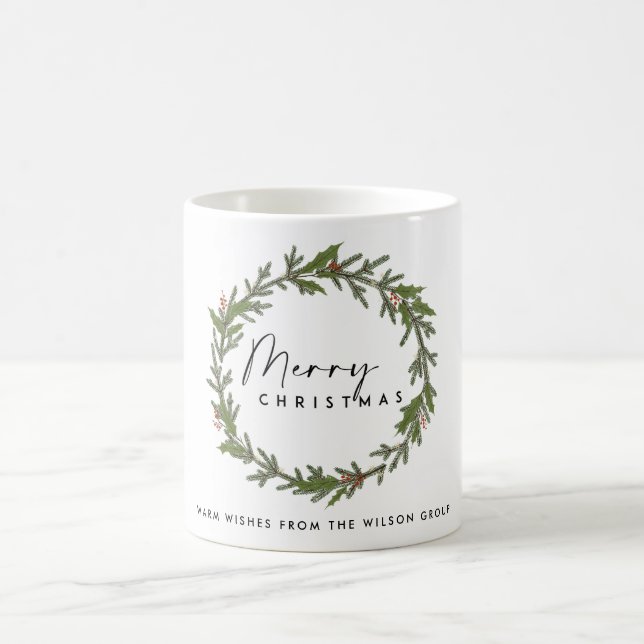 CORPORATE ELEGANT HOLLY BERRY WREATH CHRISTMAS COFFEE MUG (Center)