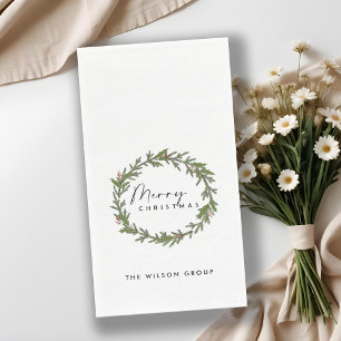 CORPORATE ELEGANT HOLLY BERRY WREATH CHRISTMAS NAPKIN