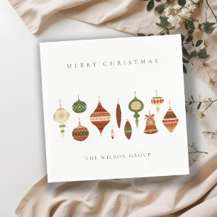 CORPORATE ELEGANT RED GREEN CHRISTMAS ORNAMENTS NAPKIN