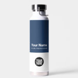 Corporate Employee Logo, Name, Profession Water Bottle<br><div class="desc">Easily personalise this Custom Employee Name water bottle with business logo. A simple business design in navy blue and white colours fully customisable in front and back sizes,  sans-serif basic and modern fonts and a professional and clear look. Any colour,  any font. No minimum order.</div>