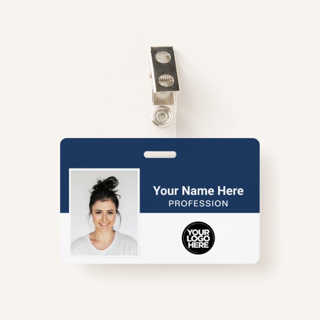 Corporate Employee, Name, Logo, Photo ID ID Badge (Front with Clip)