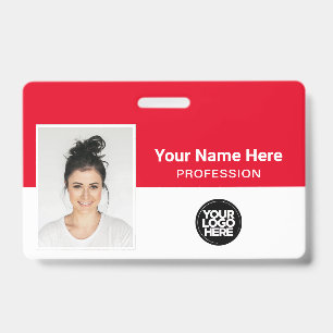 Corporate Employee Name Photo Logo Red ID Badge