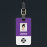 Corporate Employee Photo, Bar Code, Logo, Name Luggage Tag<br><div class="desc">Easily personalise this Custom Employee Name Luggage Tag with Photo, Scan Bar Code and business logo. A simple business design in purple and white colours fully customisable in front and back sizes, sans-serif basic and modern fonts and a professional and clear look. Perfect as Employee Business Travel Gadgets, Travel Accessories...</div>