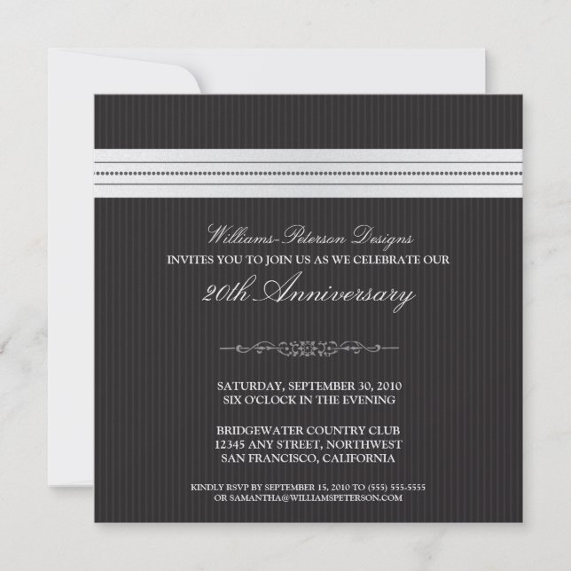 Corporate Event Ribbon Invitation (black & white) (Front)
