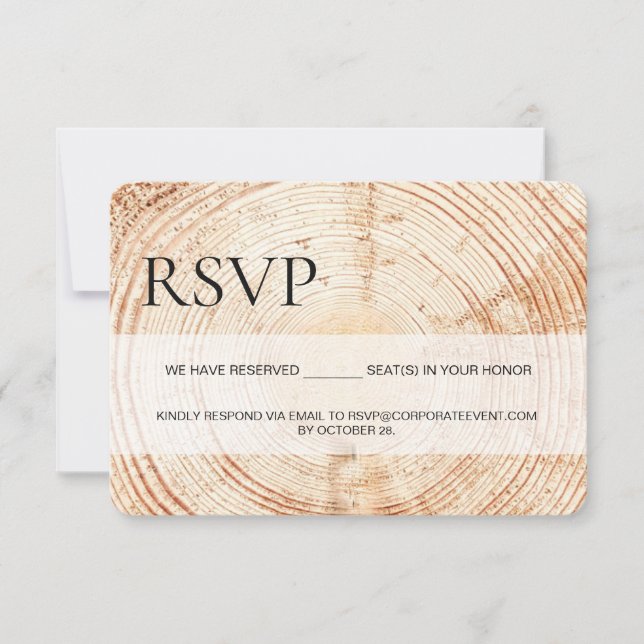 Corporate event Rustic Wood RSVP reserved Seating (Front)