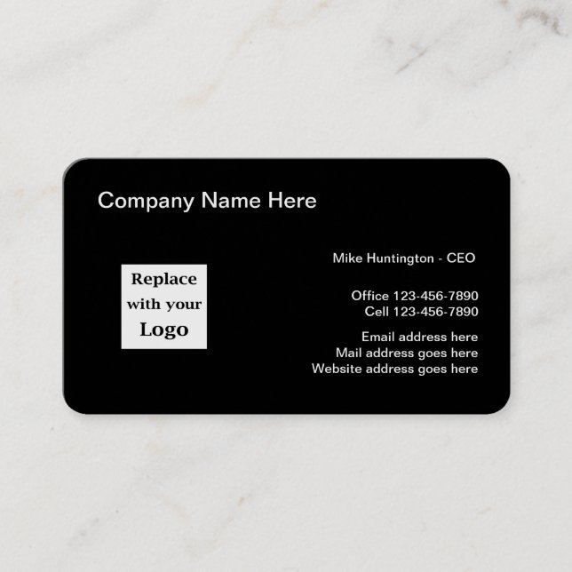 Corporate Executive Logo Black Core Business Cards (Front)
