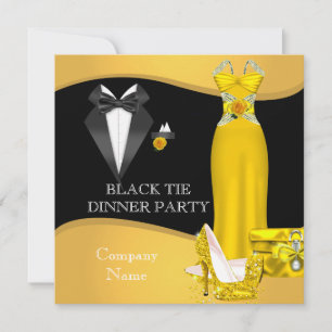 Corporate Formal Dinner Party Black Tie Yellow Invitation