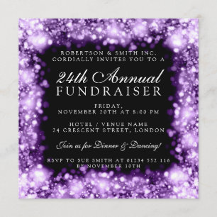 Corporate Fundraiser Gala Party Purple Sparkling Invitation