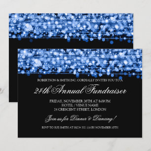 Corporate Fundraiser Gala Party Sparkles Blue Invitation