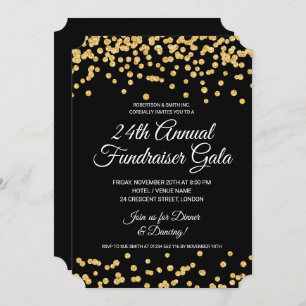 Corporate Fundraiser Party Gold Glitter Confetti  Invitation