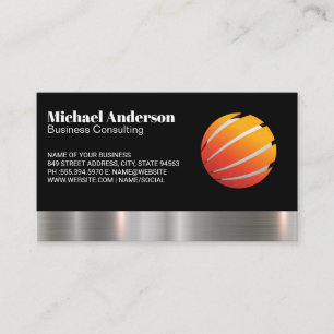 Corporate Globe Logo   Metal Trim Business Card