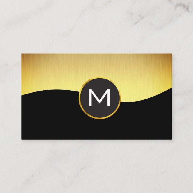Corporate Gold Black with Monogram Business Card (Front)