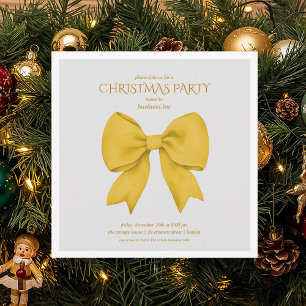 Corporate Gold Bow Christmas Holiday Party  Invitation