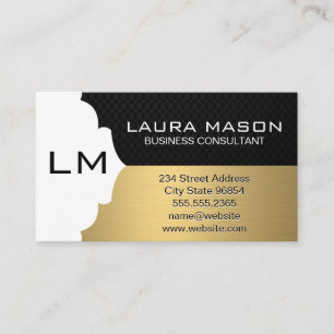 Corporate Gold Brushed Black Mesh with Monogram Business Card