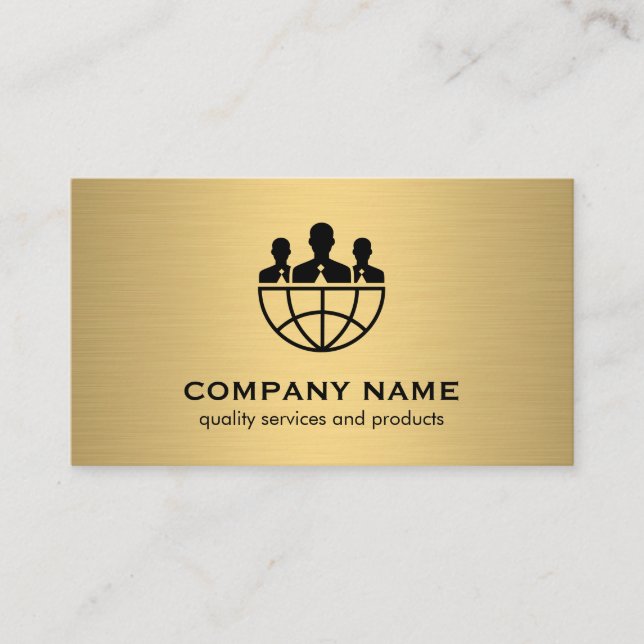 Corporate / Gold Metallic / Global Icon Business Card (Front)