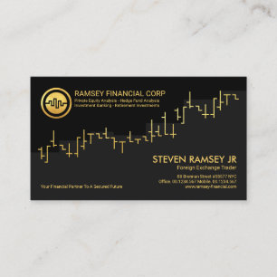 Corporate Gold Stock Graph, Financial Advisor Business Card