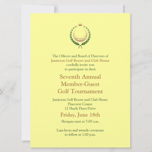 Corporate Golf Tournament Invitation (Front)