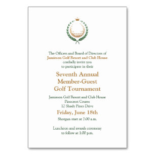 Corporate Golf Tournament Invitation Table Number