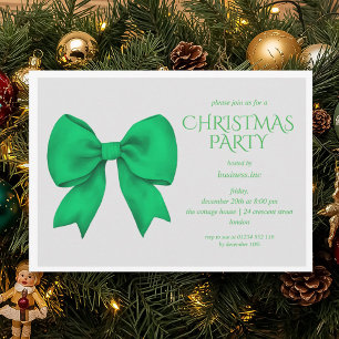 Corporate Green Bow Christmas Holiday Party  Invitation